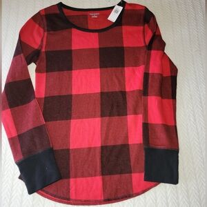 Old Navy Plaid Thermal Red and Black Small